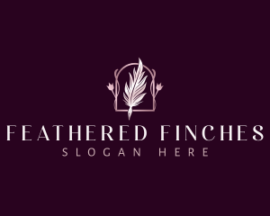 Floral Feather Quill logo design