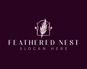 Floral Feather Quill logo design