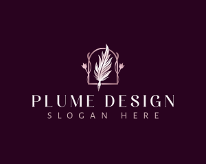 Floral Feather Quill logo design