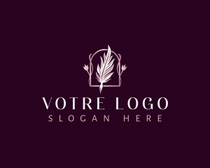 Writing - Floral Feather Quill logo design