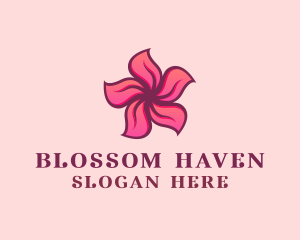 Flowering - Pink Hawaiian Flower logo design