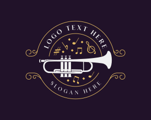 Trumpet Player - Musical Trumpet Instrument logo design