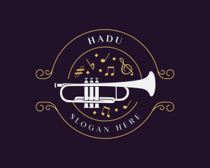 Emblem - Musical Trumpet Instrument logo design