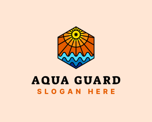 Lifeguard - Beautiful Ocean Sun logo design