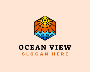 Beautiful Ocean Sun logo design