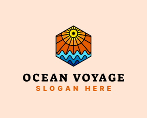 Beautiful Ocean Sun logo design