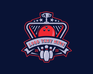 Bowling Ball - Bowling Pin Trophy logo design