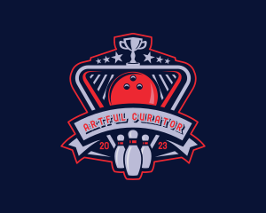 Bowling Sports Trophy logo design