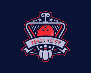Emblem - Bowling Pin Trophy logo design