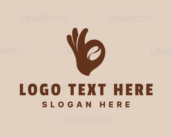 Coffee Bean Ok Hand Logo