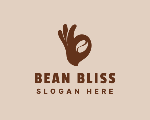 Coffee Bean Ok Hand logo design