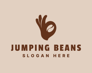 Coffee Bean Ok Hand logo design