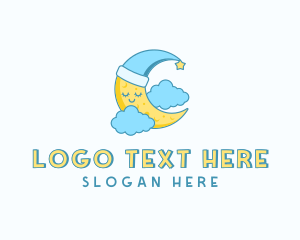 Moon - Sleeping Moon Cartoon logo design