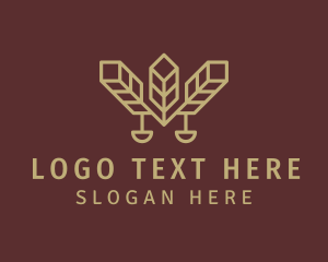 Notary - Gold Notary Leaf Scale logo design