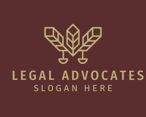 Gold Notary Leaf Scale logo design