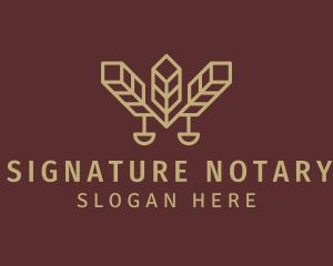 Notary - Gold Notary Leaf Scale logo design