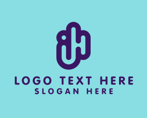 Cyberspace - Tech Letter IH Monogram logo design