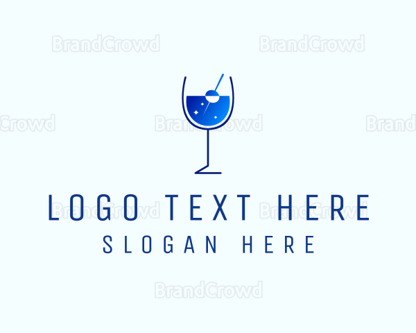 Blue Sparkly Cocktail Glass Logo