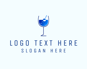 Wine Bar - Blue Sparkly Cocktail Glass logo design
