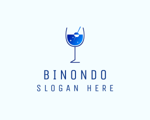 Bartender - Blue Sparkly Cocktail Glass logo design
