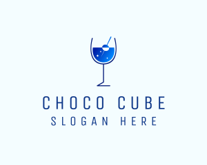 Winery - Blue Sparkly Cocktail Glass logo design