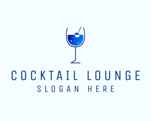 Blue Sparkly Cocktail Glass logo design