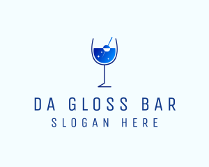 Blue Sparkly Cocktail Glass logo design