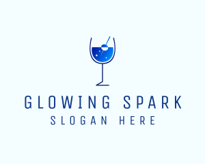 Blue Sparkly Cocktail Glass logo design