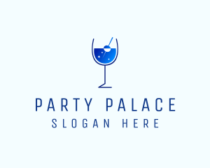 Blue Sparkly Cocktail Glass logo design