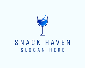 Blue Sparkly Cocktail Glass logo design