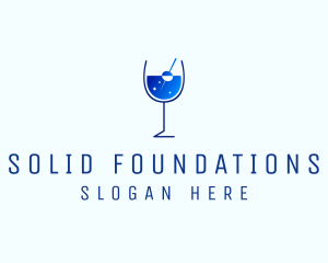 Mixed Drinks - Blue Sparkly Cocktail Glass logo design