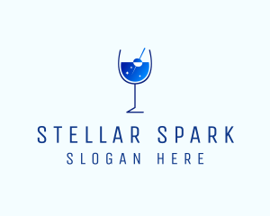 Blue Sparkly Cocktail Glass logo design