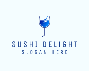 Blue Sparkly Cocktail Glass logo design