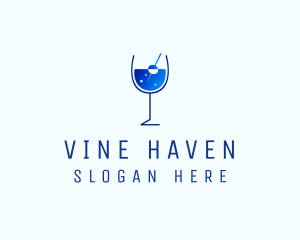 Blue Sparkly Cocktail Glass logo design