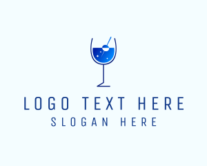 Blue Sparkly Cocktail Glass Logo