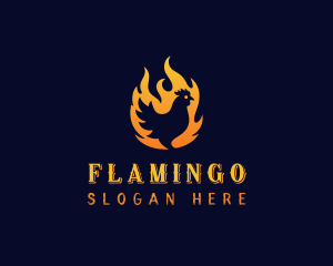 Poultry - Chicken Flame Grill logo design