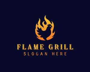 Grilling - Chicken Flame Grill logo design