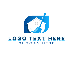 Clean - House Cleaning Broom logo design