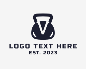 Personal Trainer - Gym Kettlebell Letter V logo design