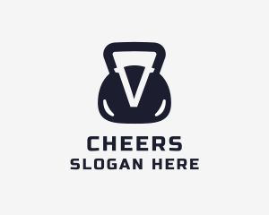 Gym Kettlebell Letter V Logo