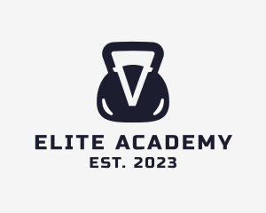 Gym Equipment - Gym Kettlebell Letter V logo design
