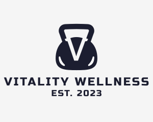 Gym Kettlebell Letter V logo design