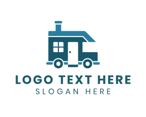 Mobile Home - Blue House Vehicle logo design