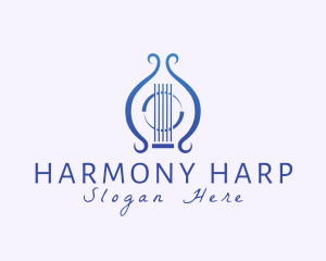 Harp - Lyre Guitar Musical Instrument logo design