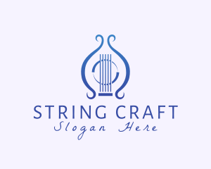 Lyre Guitar Musical Instrument logo design