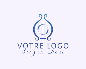 Aerophone - Lyre Guitar Musical Instrument logo design