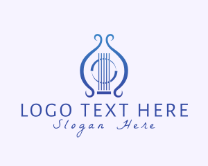 Harp - Lyre Guitar Musical Instrument logo design