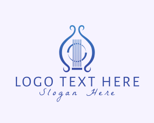 Lyre Guitar Musical Instrument Logo