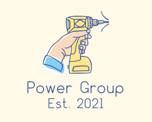 Machine - Power Drill Hand Drawing logo design