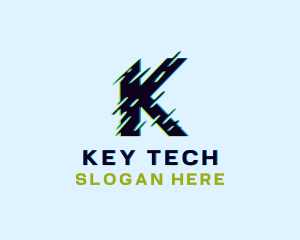 Anaglyph Glitch Letter K logo design